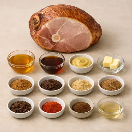 Ingredients for Spiced Maple Honey-Glazed Ham