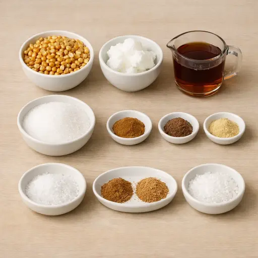 Ingredients for Spiced Maple Kettle Corn