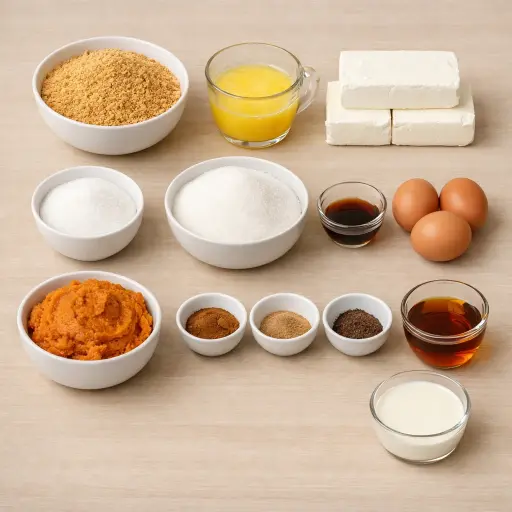 Ingredients for Spiced Maple Pumpkin Cheesecake