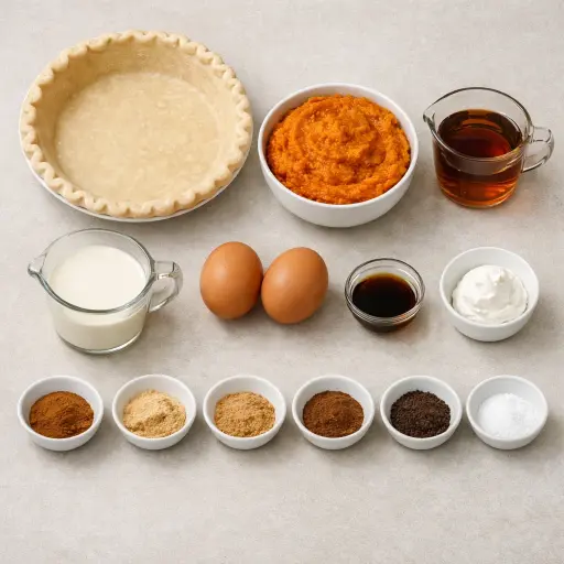 Ingredients for Spiced Maple Pumpkin Pie