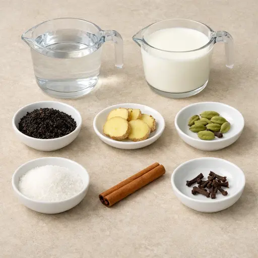Ingredients for Spiced Masala Chai