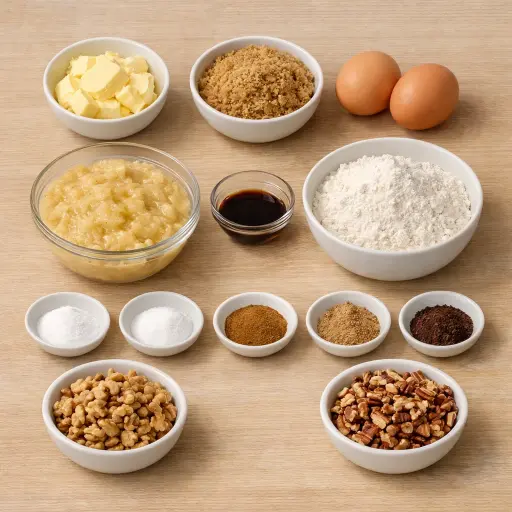 Ingredients for Spiced Nutty Banana Bread