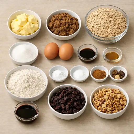 Ingredients for Spiced Oatmeal Raisin Cookies