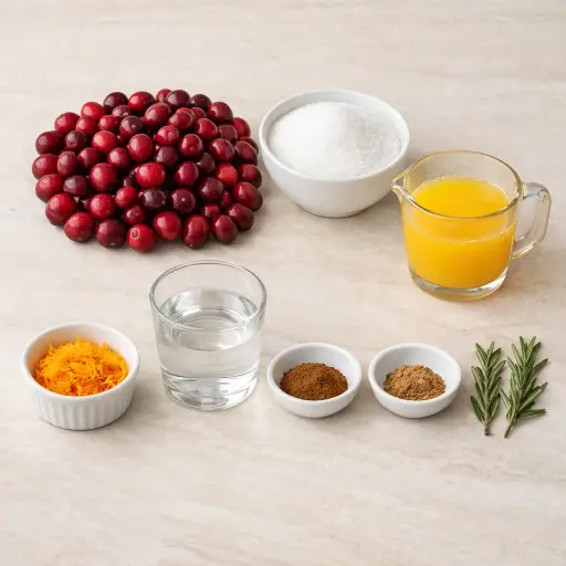 Ingredients for Spiced Orange and Rosemary Cranberry Sauce