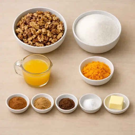 Ingredients for Spiced Orange Candied Walnuts