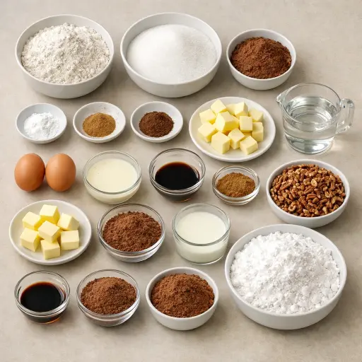 Ingredients for Spiced Pecan Texas Sheet Cake