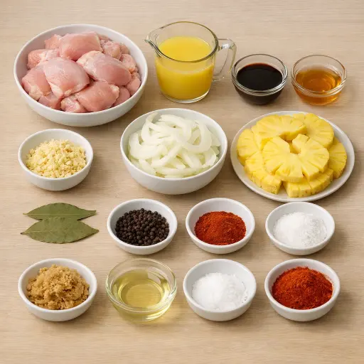 Ingredients for Spiced Pineapple Chicken Adobo