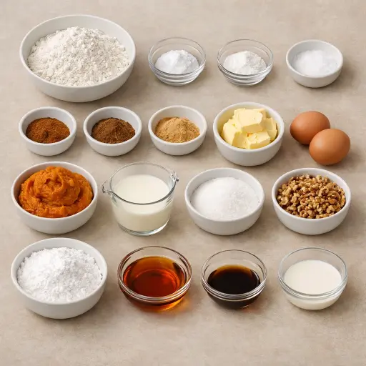 Ingredients for Spiced Pumpkin Bread with Maple Drizzle