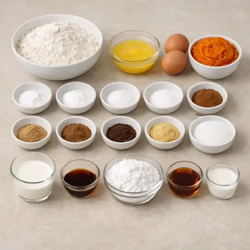 Ingredients for Spiced Pumpkin Bread with Maple Glaze