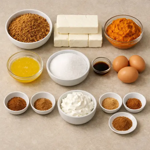 Ingredients for Spiced Pumpkin Cheesecake