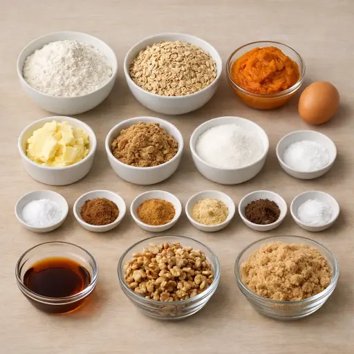 Ingredients for Spiced Pumpkin Oat Bars