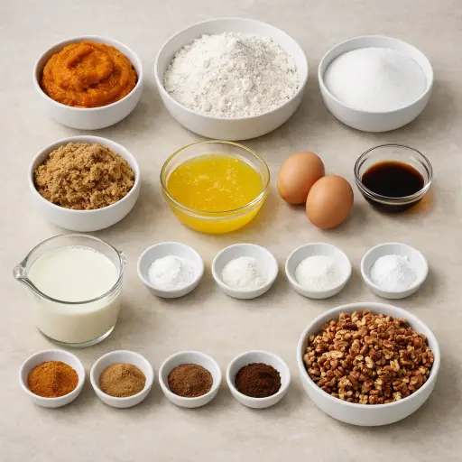 Ingredients for Spiced Pumpkin Pecan Bread