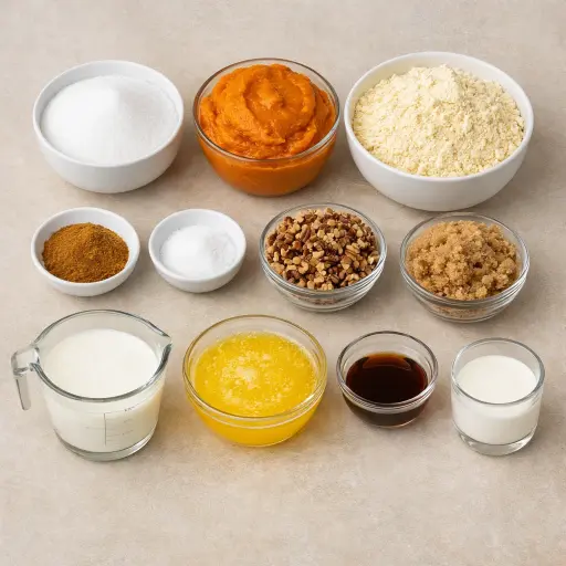 Ingredients for Spiced Pumpkin Pecan Dump Cake
