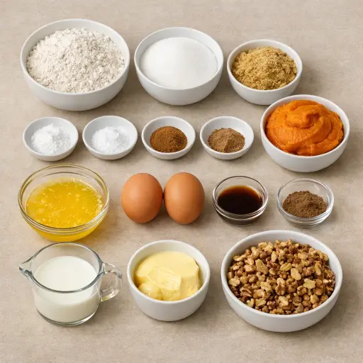 Ingredients for Spiced Pumpkin Walnut Bread