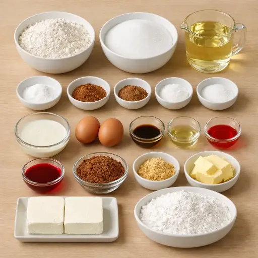 Ingredients for Spiced Red Velvet Cake