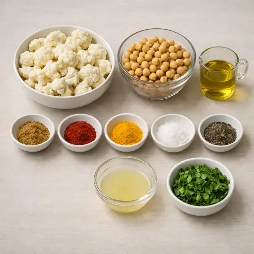Ingredients for Spiced Roasted Cauliflower with Chickpeas