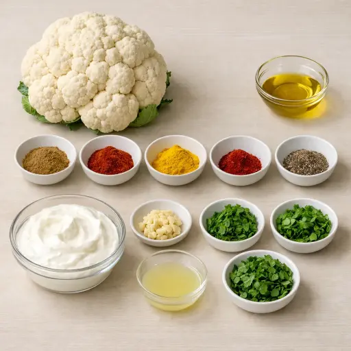 Ingredients for Spiced Roasted Cauliflower with Yogurt Drizzle