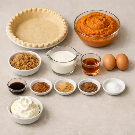 Ingredients for Spiced Rum Pumpkin Pie
