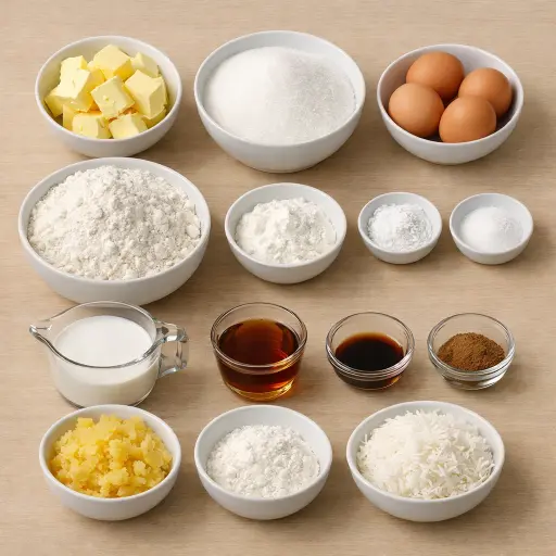 Ingredients for Spiced Tropical Rum Cake