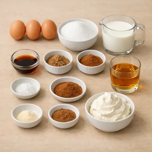 Ingredients for Spiced Vanilla Bourbon Eggnog