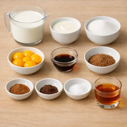 Ingredients for Spiced Vanilla Eggnog Delight