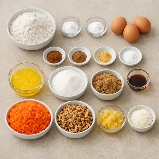 Ingredients for Spiced Walnut Carrot Cake