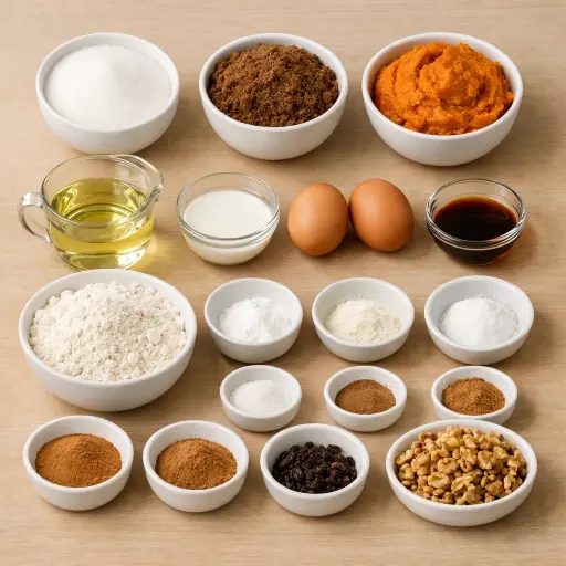 Ingredients for Spiced Walnut Pumpkin Muffins