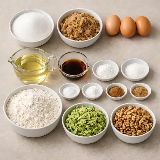 Ingredients for Spiced Walnut Zucchini Bread
