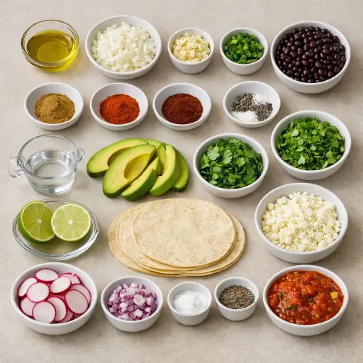 Ingredients for Spicy Avocado and Black Bean Tacos