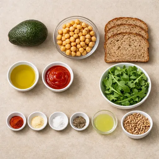 Ingredients for Spicy Avocado and Chickpea Toast