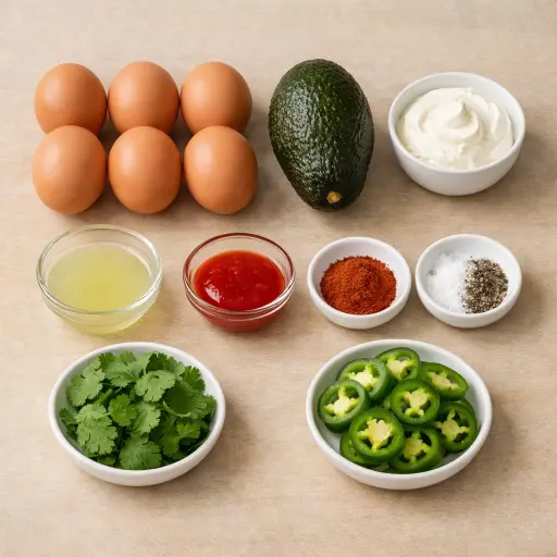 Ingredients for Spicy Avocado Deviled Eggs