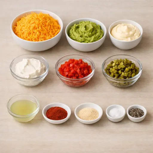 Ingredients for Spicy Avocado Pimento Cheese