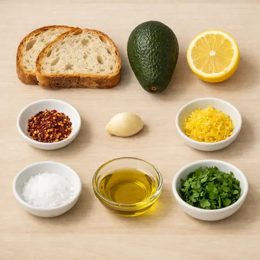 Ingredients for Spicy Avocado Toast