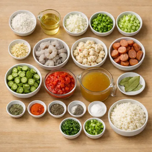 Ingredients for Spicy Bayou Seafood Gumbo
