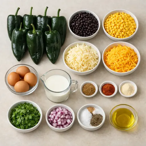 Ingredients for Spicy Bean and Cheese Relleno Casserole