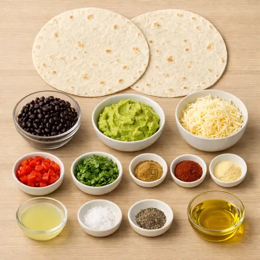 Ingredients for Spicy Black Bean & Avocado Quesadillas