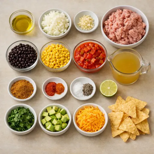 Ingredients for Spicy Black Bean Taco Soup