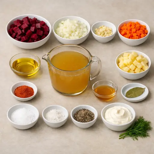 Ingredients for Spicy Borscht with a Twist