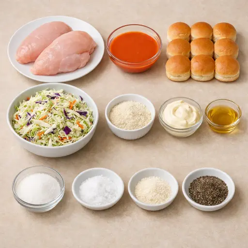 Ingredients for Spicy Buffalo Chicken Sliders