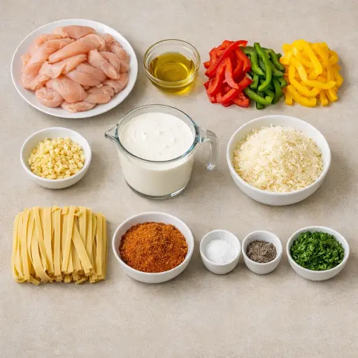 Ingredients for Spicy Cajun Chicken Pasta