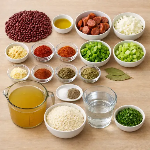 Ingredients for Spicy Cajun Red Beans and Jasmine Rice