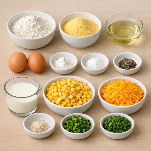Ingredients for Spicy Cheddar Corn Fritters