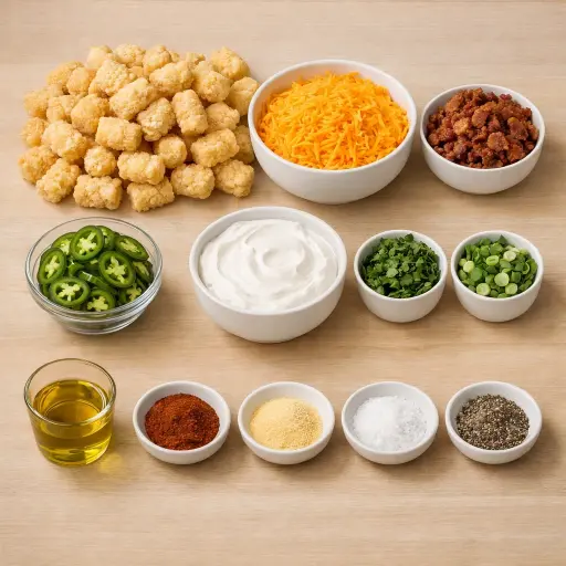 Ingredients for Spicy Cheesy Tater Tot Nachos