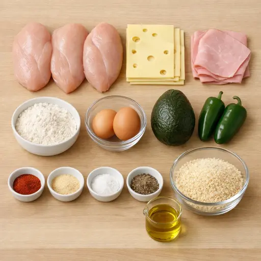 Ingredients for Spicy Chicken Cordon Bleu with Avocado