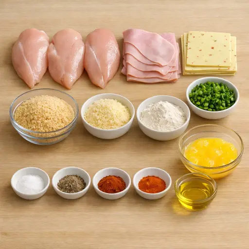 Ingredients for Spicy Chicken Cordon Bleu with Jalapeño and Pepper Jack