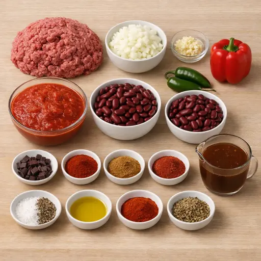 Ingredients for Spicy Chocolate Chili Con Carne