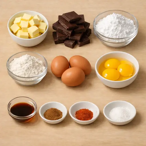 Ingredients for Spicy Chocolate Lava Cake