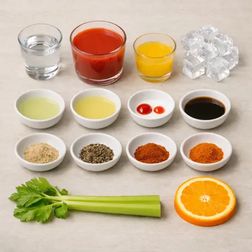 Ingredients for Spicy Citrus Bloody Mary