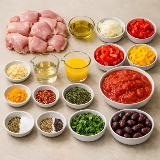 Ingredients for Spicy Citrus Chicken Cacciatore