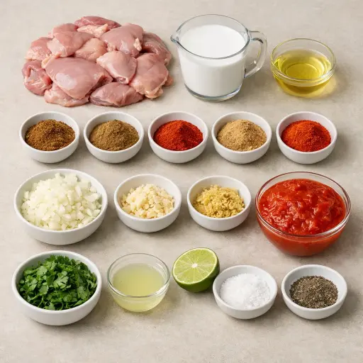 Ingredients for Spicy Coconut Chicken Tikka Masala